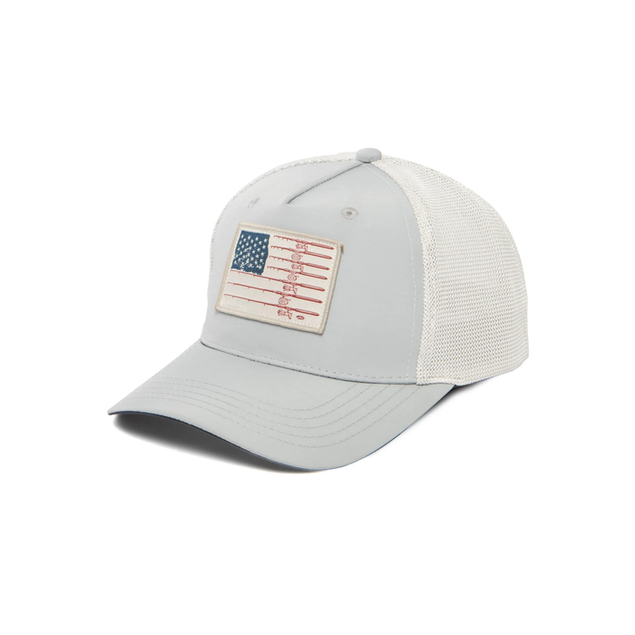 Water Performance Americana Fishing Trucker Hat in Gray