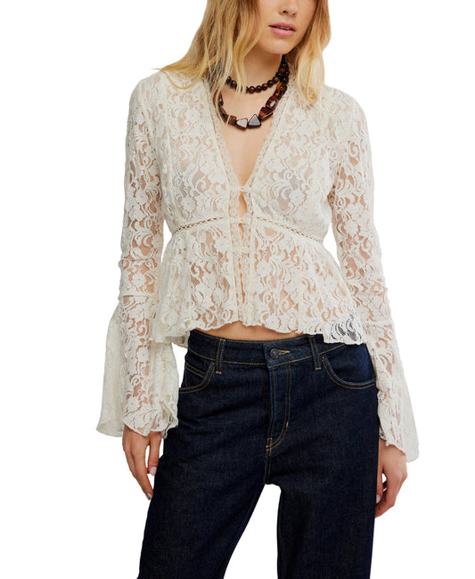 Whispering Love Lace Top in Tofu - Madison's Niche