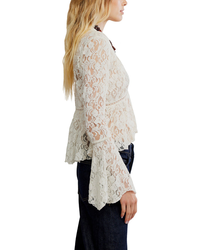 Whispering Love Lace Top in Tofu - Madison's Niche