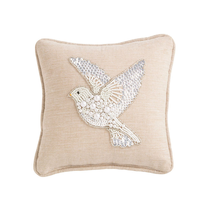 White Christmas Mini Beaded Pillow