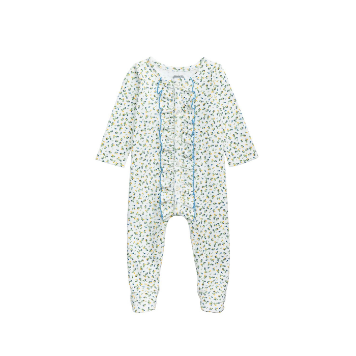 White Ditsy Ruffle Sleeper - Madison's Niche