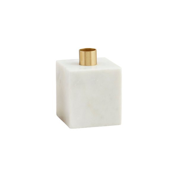 White Marble Taper Holder - Madison's Niche