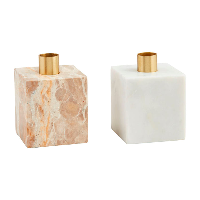 White Marble Taper Holder - Madison's Niche