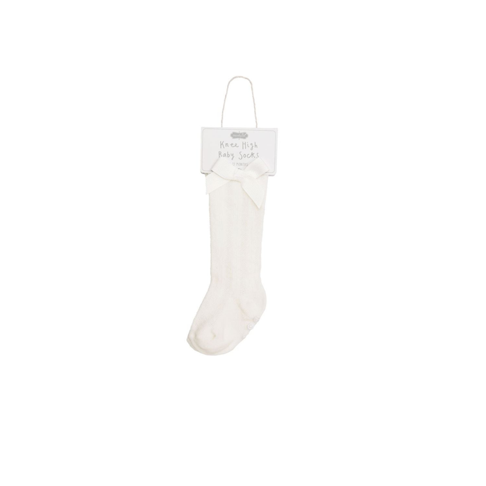 White Tall Bow Socks - Madison's Niche