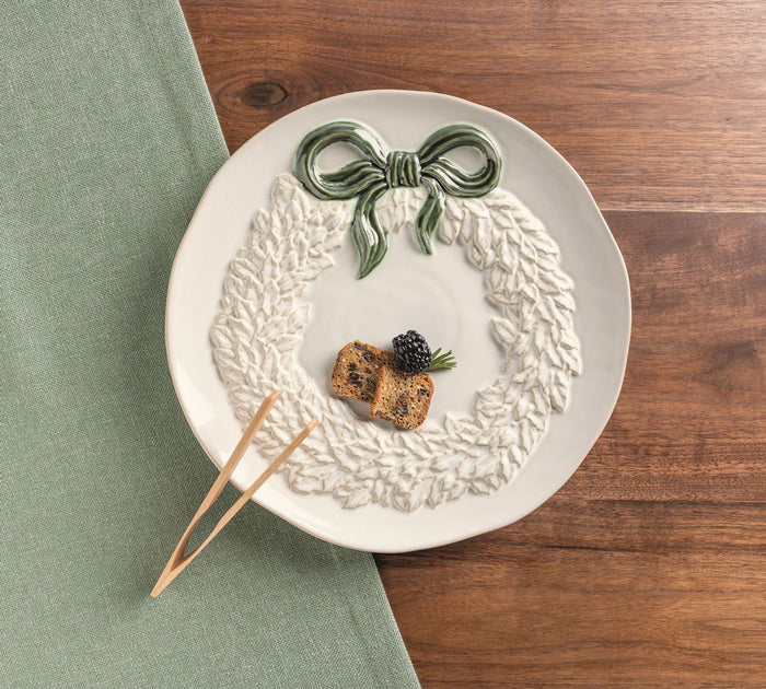 White Wreath Cookie Plate Set