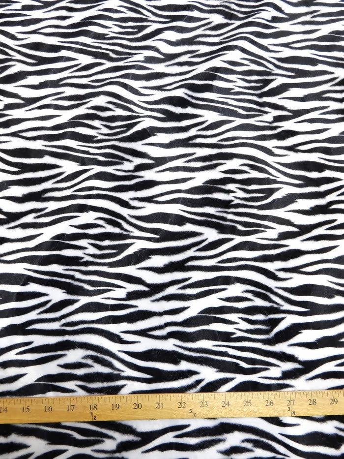 White/Black Small Stripe Velboa Zebra Animal Short Pile Fabric / Sold By The Yard||color:Small Stripe White/Black Zebra