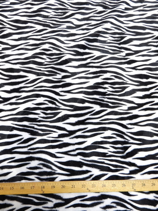 White/Black Small Stripe Velboa Zebra Animal Short Pile Fabric / Sold By The Yard||color:Small Stripe White/Black Zebra