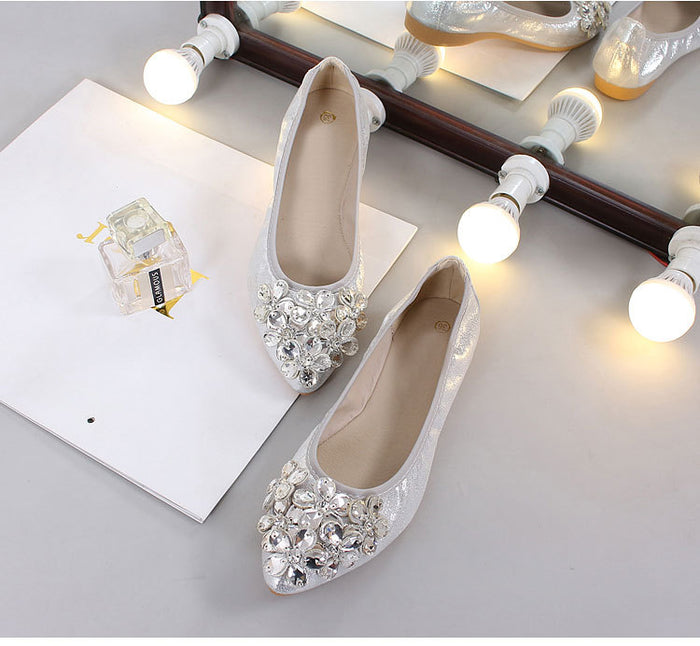 Women Foldable Comfort Ballet Flats Classic Rhinestone Soft Sole Slip on Dress Flat Shoes