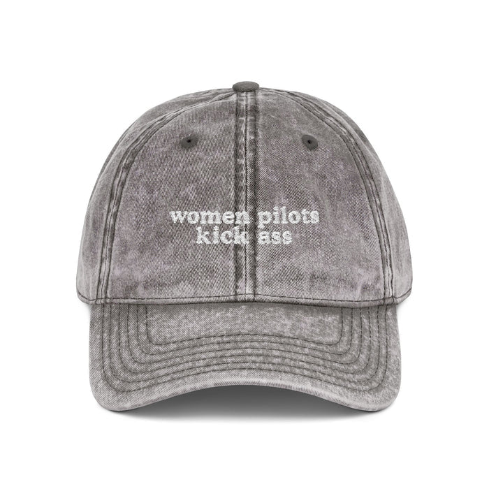 Women Pilots Kick Ass Embroidered Vintage Cap