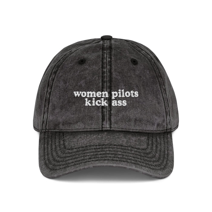 Women Pilots Kick Ass Embroidered Vintage Cap