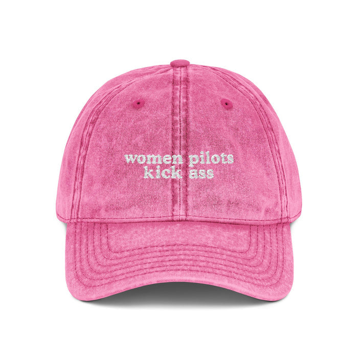 Women Pilots Kick Ass Embroidered Vintage Cap