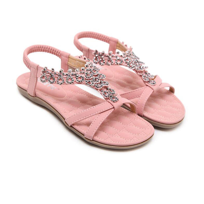 Women summer Bohemia Sandal T-Strap Elastic Back Beach Flip Flops Sandals