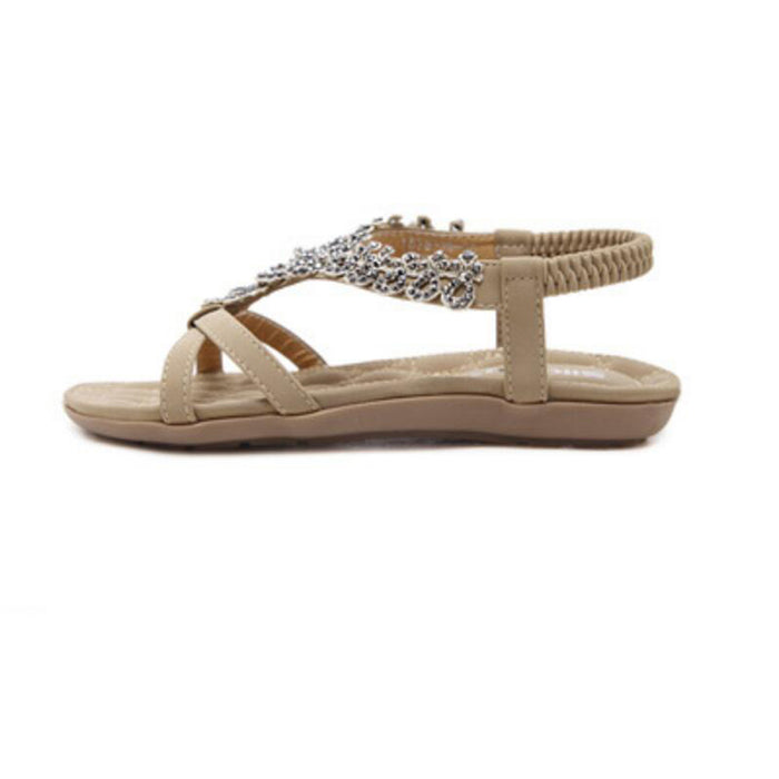 Women summer Bohemia Sandal T-Strap Elastic Back Beach Flip Flops Sandals