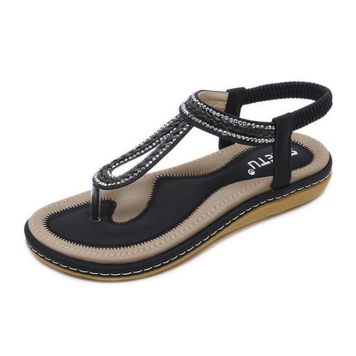 Women's Beach Flip Flops Sandals Bohemian Summer T-Strap Flip-Flops Thong Sandals