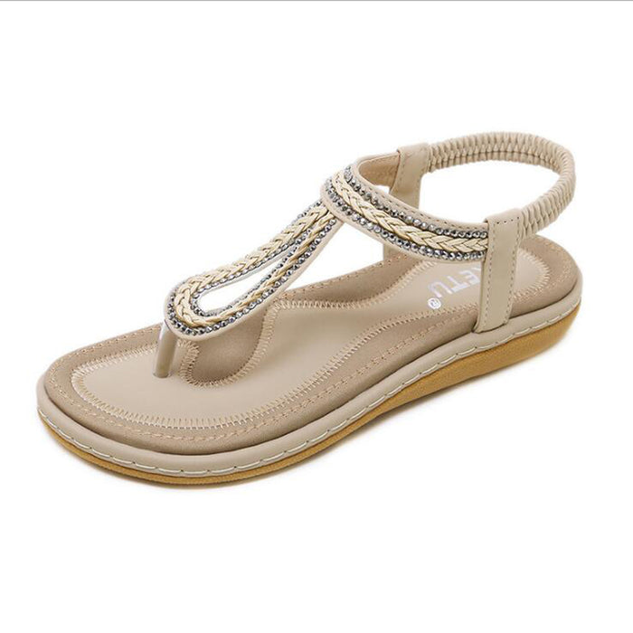 Women's Beach Flip Flops Sandals Bohemian Summer T-Strap Flip-Flops Thong Sandals