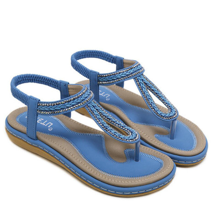 Women's Beach Flip Flops Sandals Bohemian Summer T-Strap Flip-Flops Thong Sandals