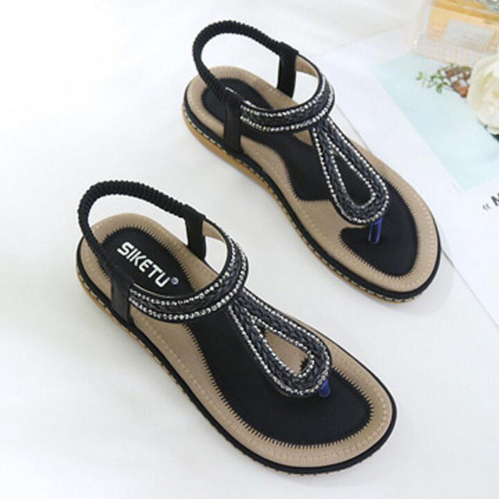 Women's Beach Flip Flops Sandals Bohemian Summer T-Strap Flip-Flops Thong Sandals