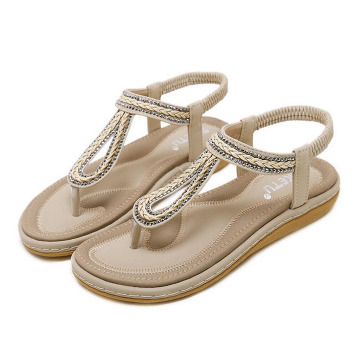 Women's Beach Flip Flops Sandals Bohemian Summer T-Strap Flip-Flops Thong Sandals