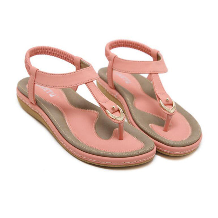 Women's Bohemia Flip Flops Summer Beach T-Strap Flat Sandals Comfort Walking Shoes