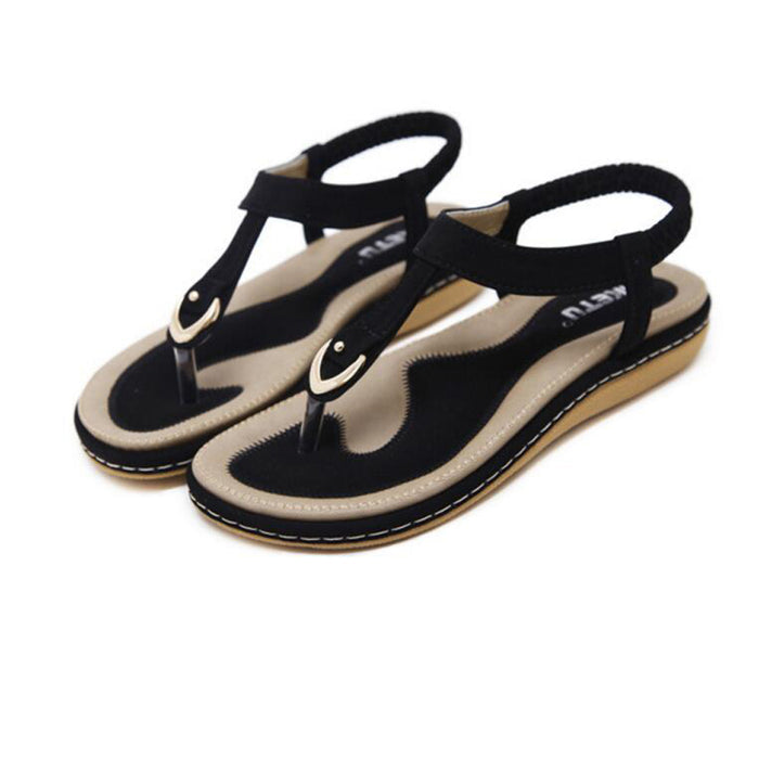 Women's Bohemia Flip Flops Summer Beach T-Strap Flat Sandals Comfort Walking Shoes