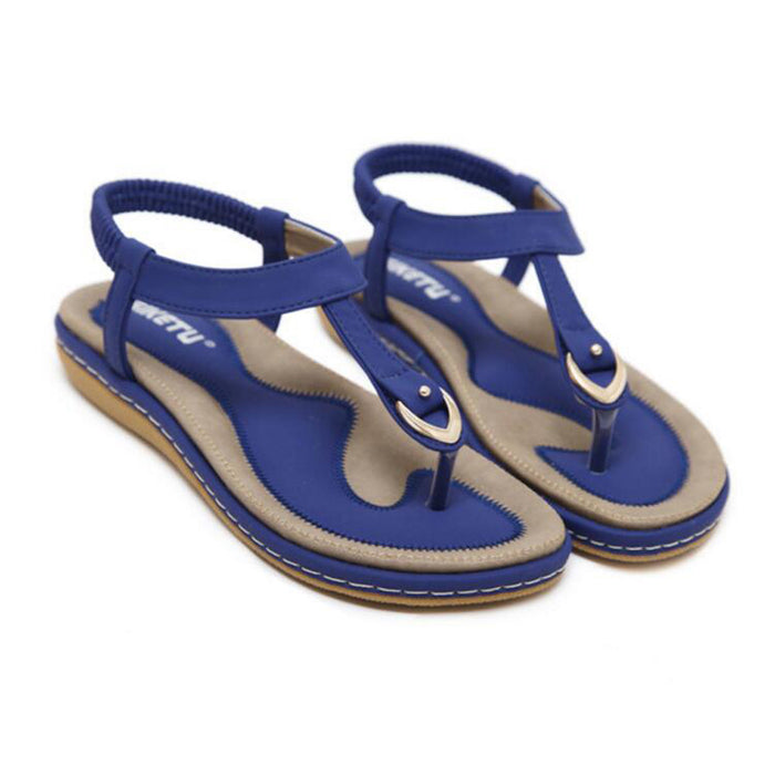 Women's Bohemia Flip Flops Summer Beach T-Strap Flat Sandals Comfort Walking Shoes