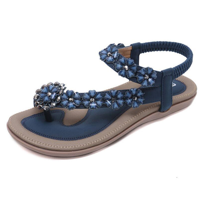 Women's Elastic Sparkle Flip Flops Summer Beach Thong Flat Sandals Shoes