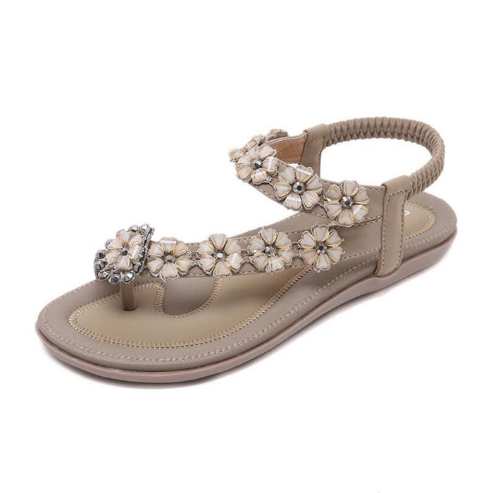 Women's Elastic Sparkle Flip Flops Summer Beach Thong Flat Sandals Shoes