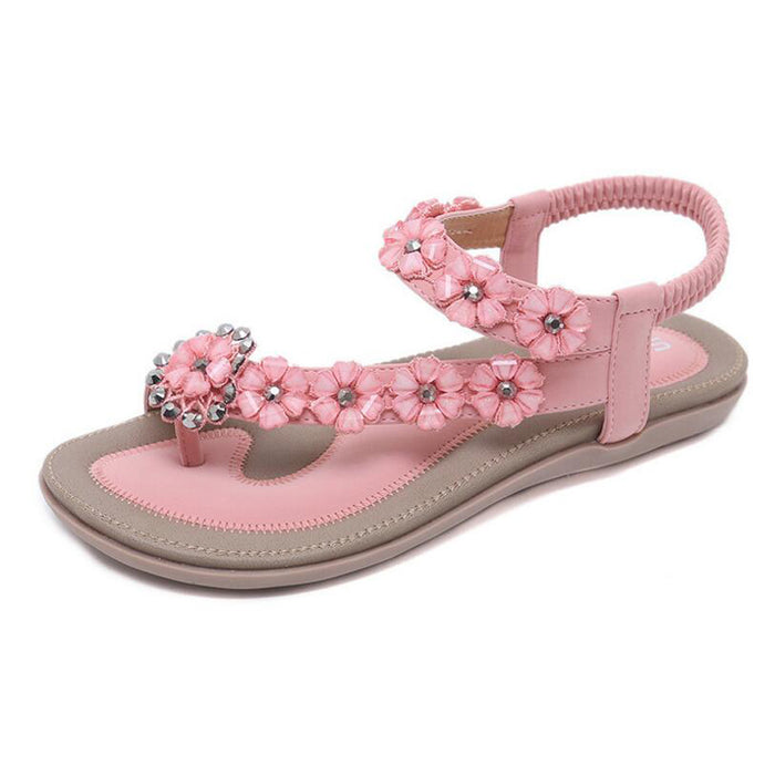 Women's Elastic Sparkle Flip Flops Summer Beach Thong Flat Sandals Shoes
