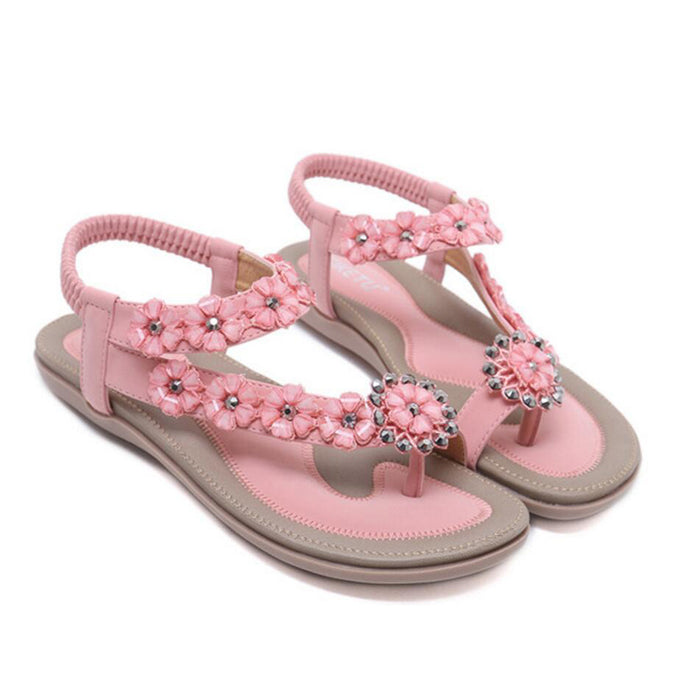 Women's Elastic Sparkle Flip Flops Summer Beach Thong Flat Sandals Shoes