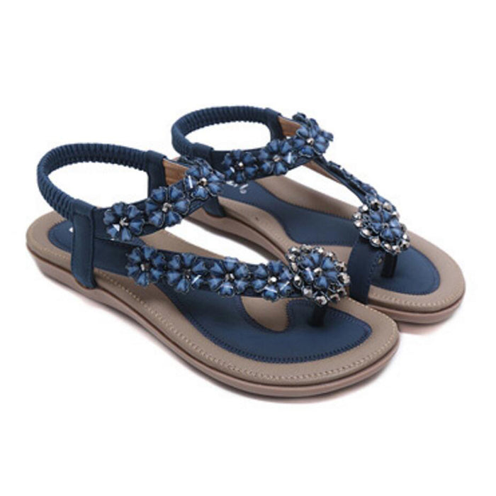 Women's Elastic Sparkle Flip Flops Summer Beach Thong Flat Sandals Shoes