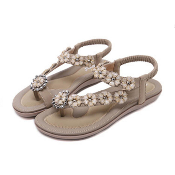 Women's Elastic Sparkle Flip Flops Summer Beach Thong Flat Sandals Shoes