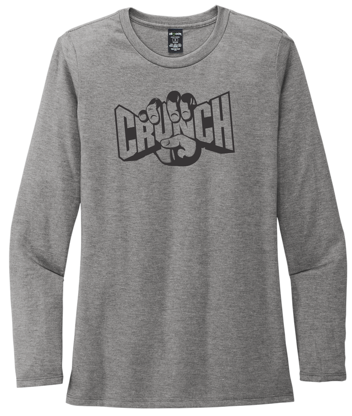 Women's Long Sleeve Gray T-Shirt with Crunch Logo
