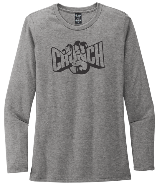 Women's Long Sleeve Gray T-Shirt with Crunch Logo