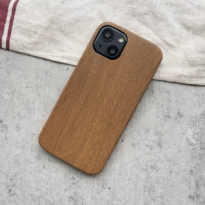 Front view of Wood Grain Case. Realistic natural-toned wood motif on a durable TPU frame.